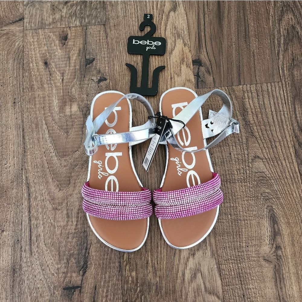 Bebe Girls Pink and Silver Sandals